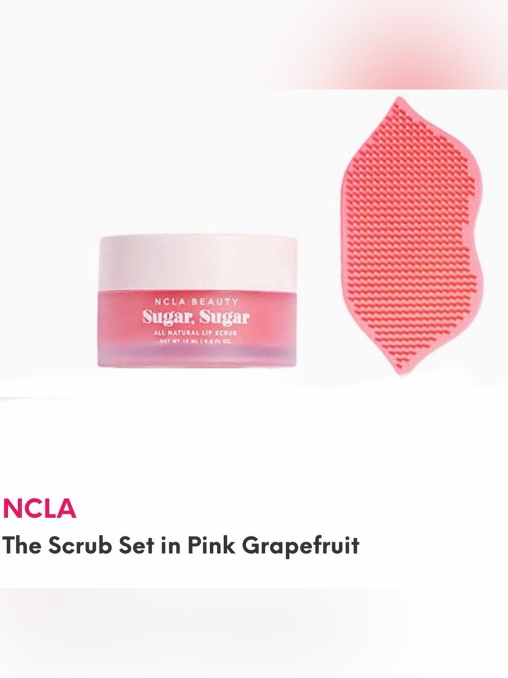 NWT NCLA - Pink Grapefruit Lip Set
Sugar-Based Scrub & a Silicone Exfoliating